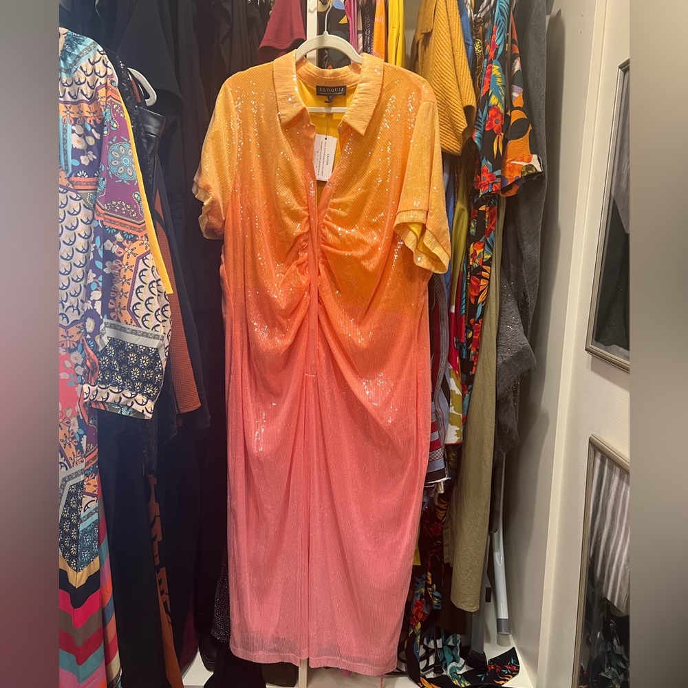 ELOQUII Ombre Sequin Midi Dress Size 24 - Picture 8 of 9